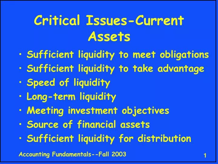 critical issues current assets
