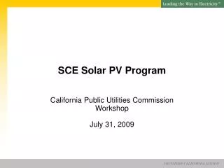 SCE Solar PV Program