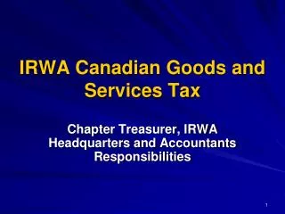IRWA Canadian Goods and Services Tax