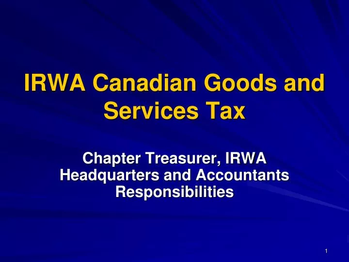 irwa canadian goods and services tax