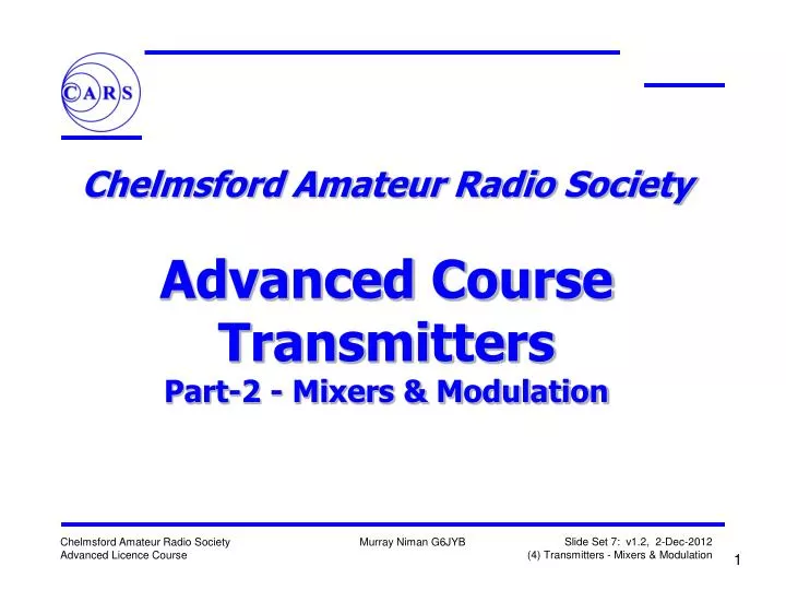 chelmsford amateur radio society advanced course transmitters part 2 mixers modulation