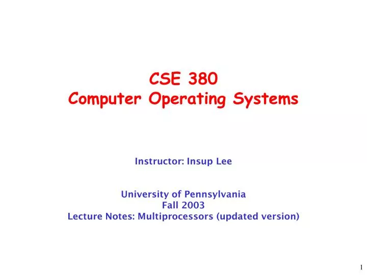 cse 380 computer operating systems
