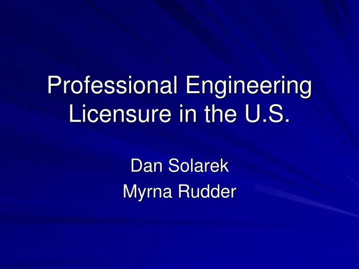 professional engineering licensure in the u s