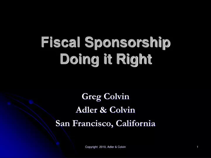 fiscal sponsorship doing it right
