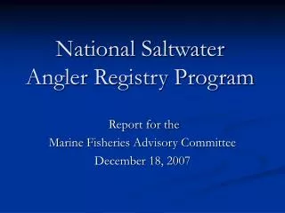 National Saltwater Angler Registry Program