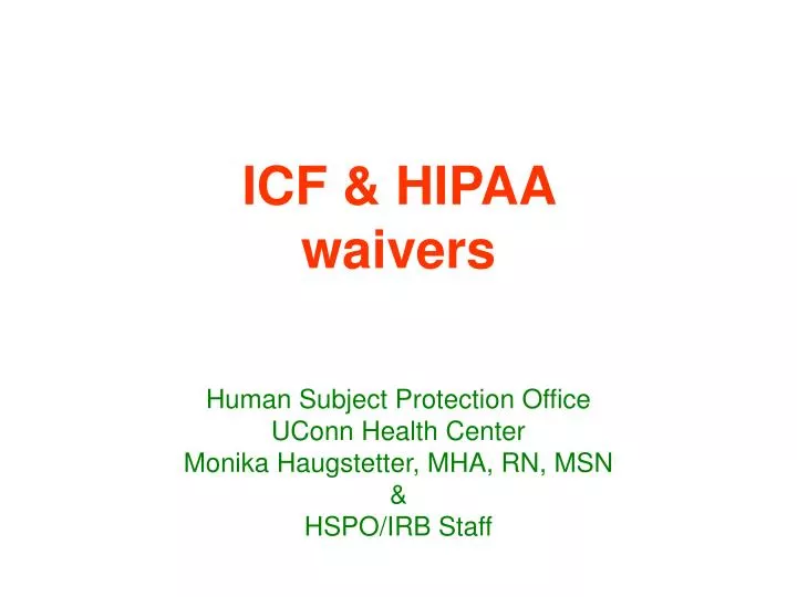 icf hipaa waivers
