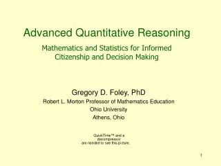 Advanced Quantitative Reasoning Mathematics and Statistics for Informed Citizenship and Decision Making