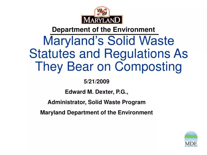maryland s solid waste statutes and regulations as they bear on composting