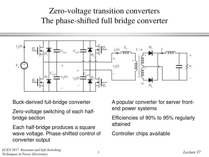 zero voltage transition converters the phase shifted full bridge converter