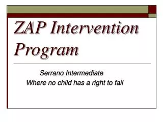 ZAP Intervention Program