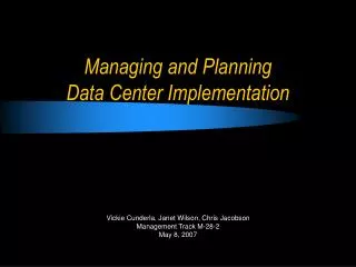 Managing and Planning Data Center Implementation