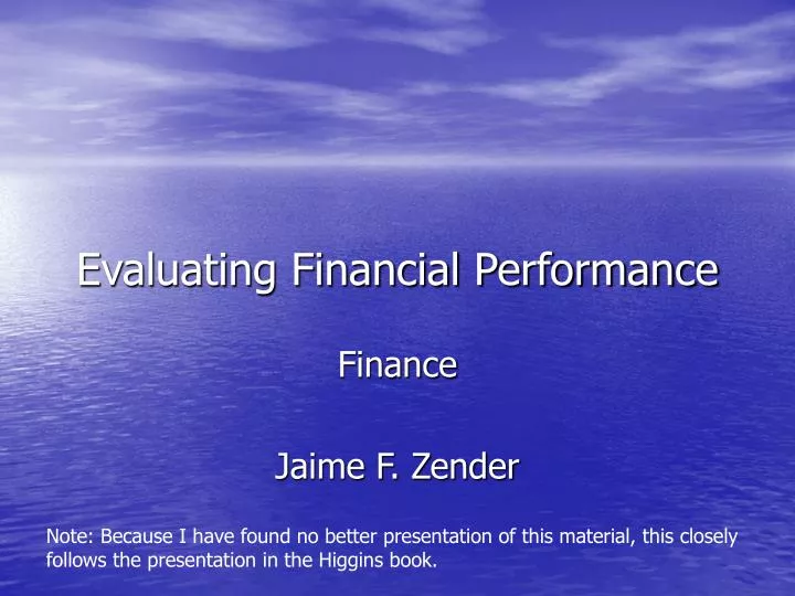 evaluating financial performance