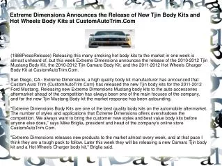 Extreme Dimensions Announces the Release of New Tjin Body Ki