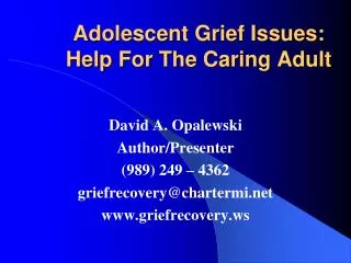 Adolescent Grief Issues: Help For The Caring Adult