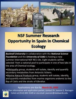 NSF Summer Research Opportunity in Spain in Chemical Ecology