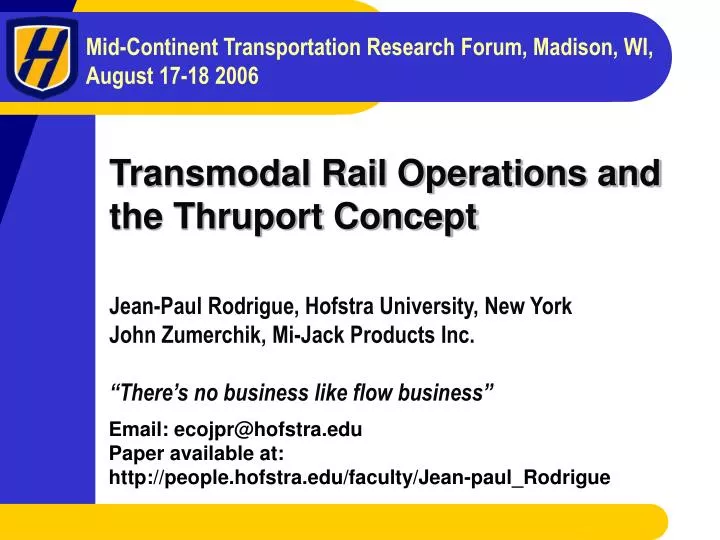 transmodal rail operations and the thruport concept