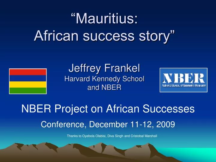 mauritius african success story jeffrey frankel harvard kennedy school and nber