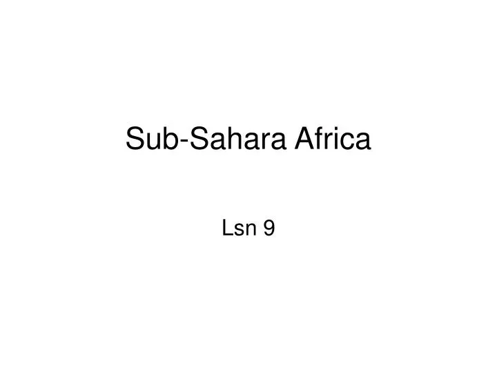 sub sahara africa