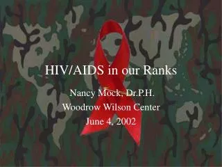 HIV/AIDS in our Ranks