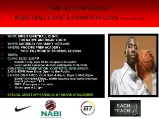 NABI ALL STAR WEEKND BASKETBALL CLINIC &amp; EXHIBITION GAME Presented by Nike