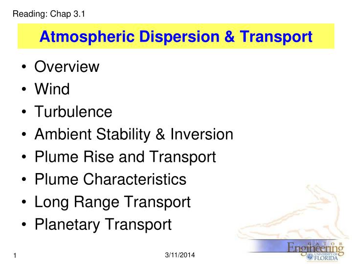atmospheric dispersion transport
