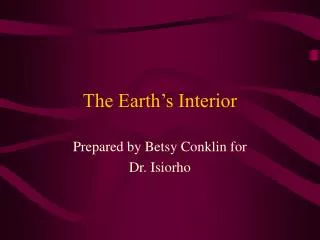 The Earth’s Interior