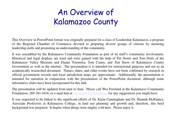 an overview of kalamazoo county