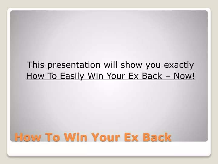 how to win your ex back