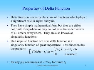 Properties of Delta Function