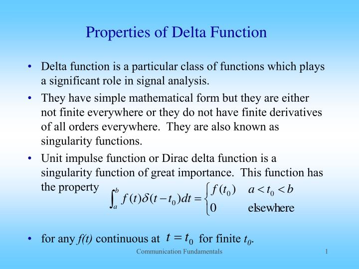 properties of delta function