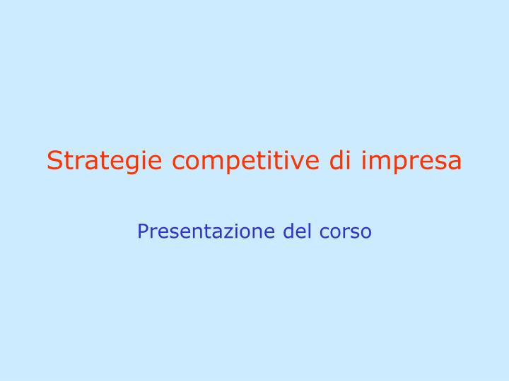 strategie competitive di impresa