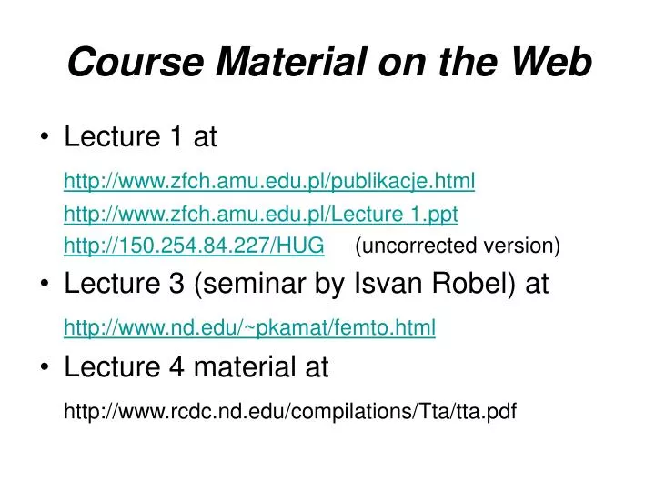 course material on the web