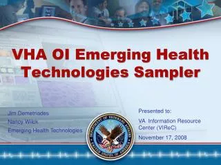 VHA OI Emerging Health Technologies Sampler