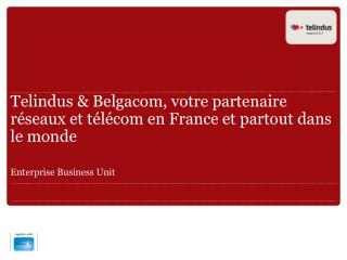 Telindus &amp; Belgacom , votre partenaire réseaux et télécom en France et partout dans le monde