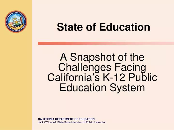 a snapshot of the challenges facing california s k 12 public education system