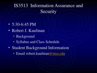 IS3513 Information Assurance and Security