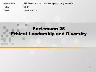 Pertemuan 25 Ethical Leadership and Diversity