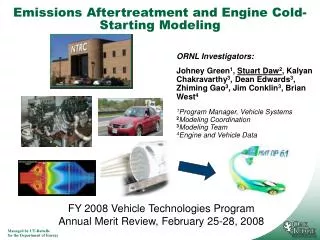 Emissions Aftertreatment and Engine Cold-Starting Modeling