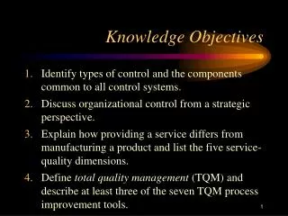 knowledge objectives