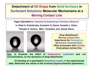 Detachment of Oil Drops from Solid Surfaces in Surfactant Solutions : Molecular Mechanisms at a Moving Contact Lin
