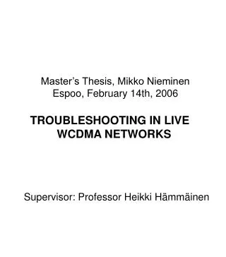 Master’s Thesis, Mikko Nieminen Espoo, February 14th, 2006