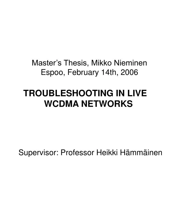 master s thesis mikko nieminen espoo february 14th 2006