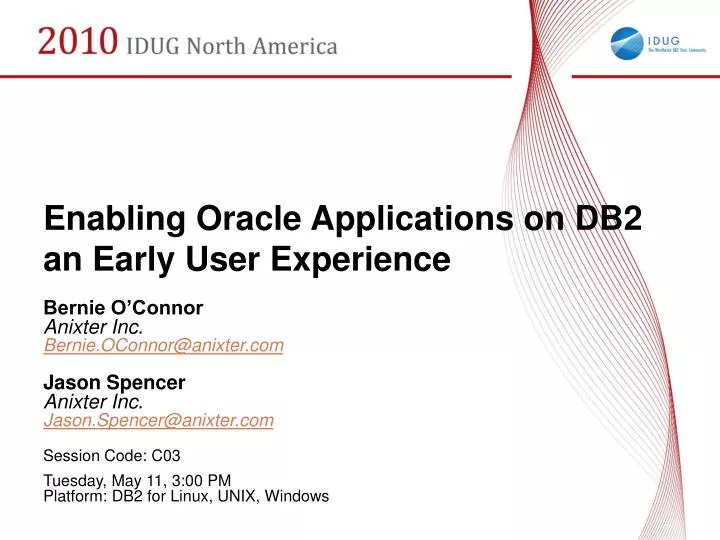 enabling oracle applications on db2 an early user experience