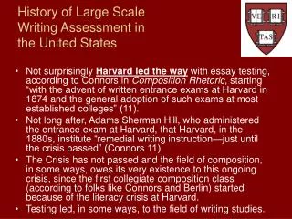 History of Large Scale Writing Assessment in the United States