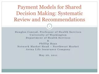 Payment Models for Shared Decision Making: Systematic Review and Recommendations