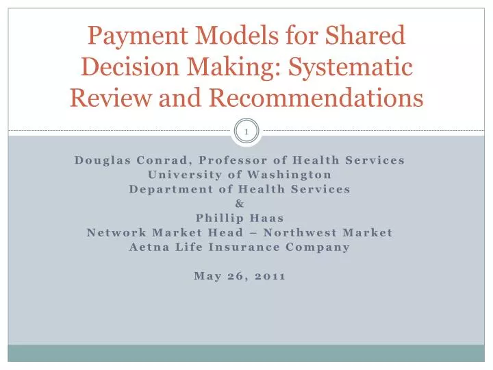 payment models for shared decision making systematic review and recommendations