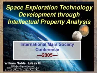 Space Exploration Technology Development through Intellectual Property Analysis