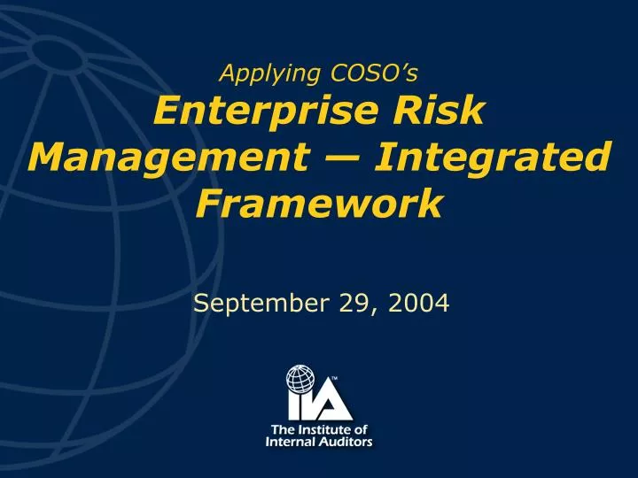 applying coso s enterprise risk management integrated framework