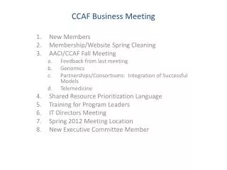CCAF Business Meeting