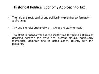 Historical Political Economy Approach to Tax